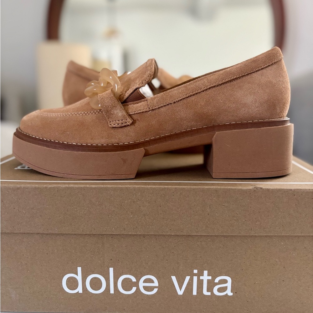 Dolce Vita Tan Suede Loafer with Platform Sole